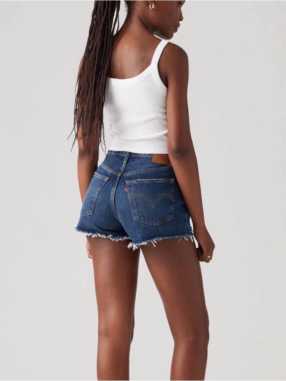 Levis 505 Dark Blue Denim Cutoff Shorts - Women